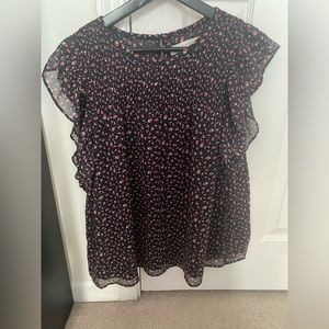 Like New Sleeveless Ladybug Ruffle LOFT Top